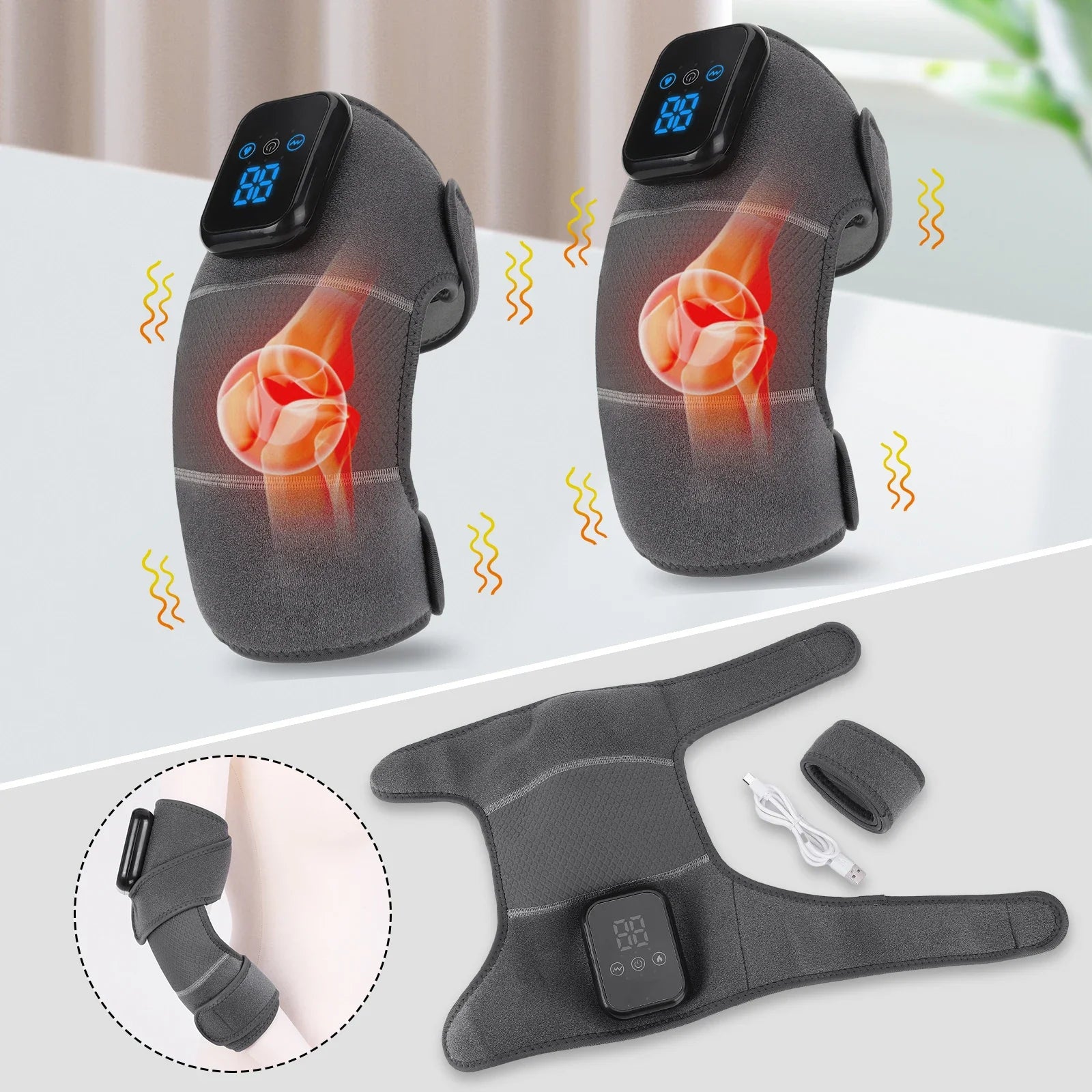 Knee Massager Vibration Heated Knee Massager 3 Mode Heated Elbow Brace Wrap Pain Relief Heated Knee Brace Wrap Stress Relief